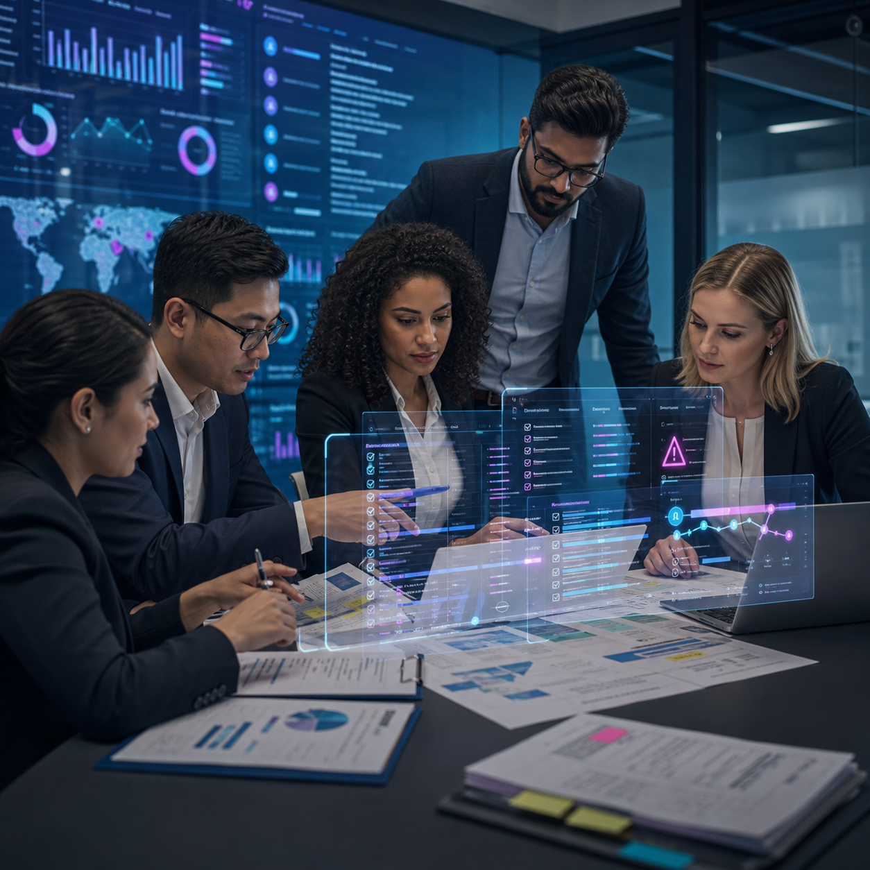 A proposal team using AI to review tender requirements, compliance tasks, and bid documents